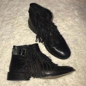 Top shop Leather Fringe Bootie -size 38